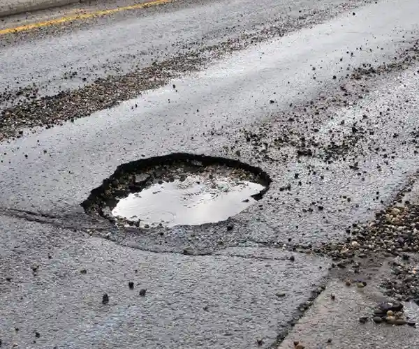Pothole on an asphalt road